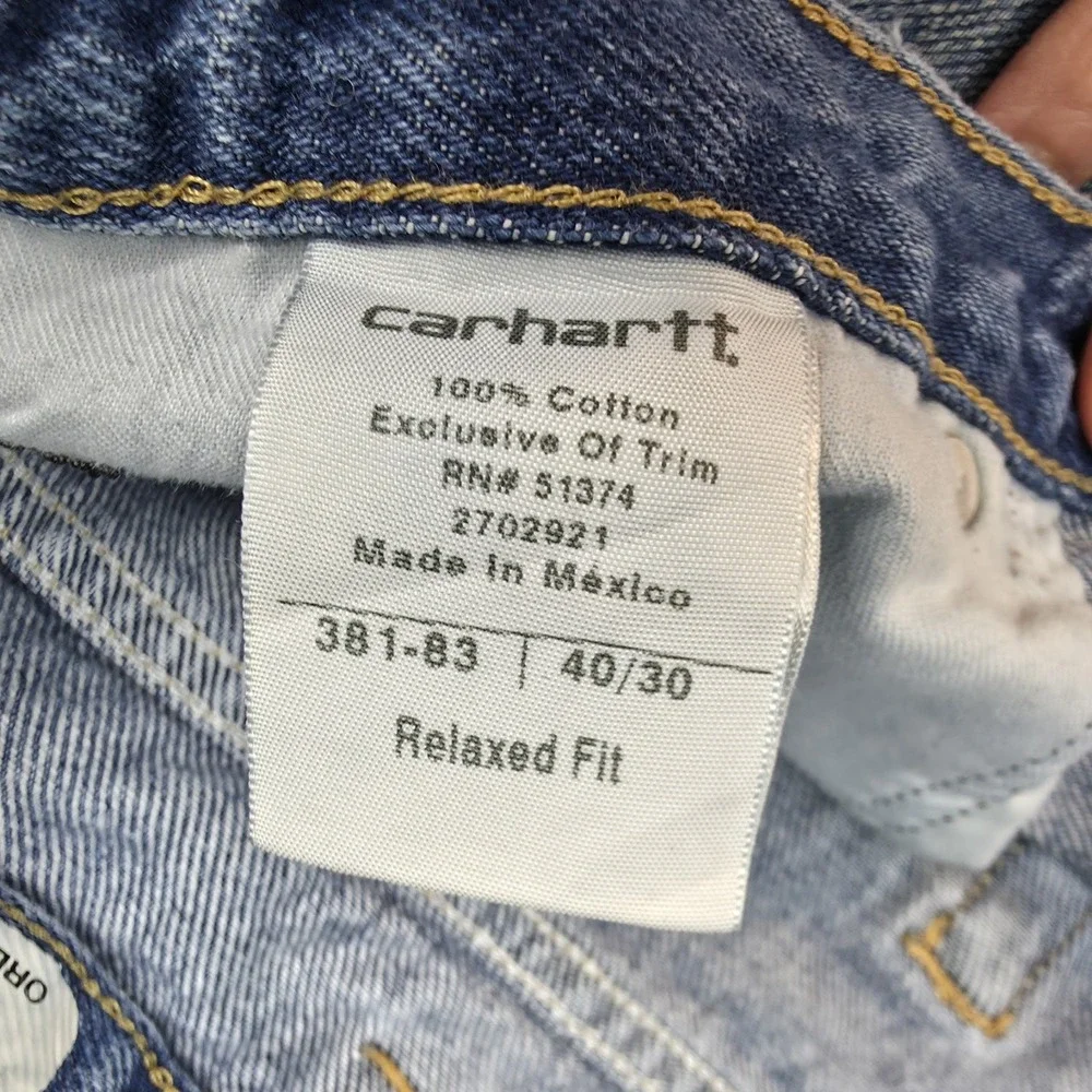 Carhartt Men's‎ Relaxed Fit Blue Denim Jeans 40x30 Gorpcore Thrashed Distressed